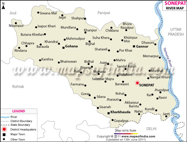 River Map of Sonipat 