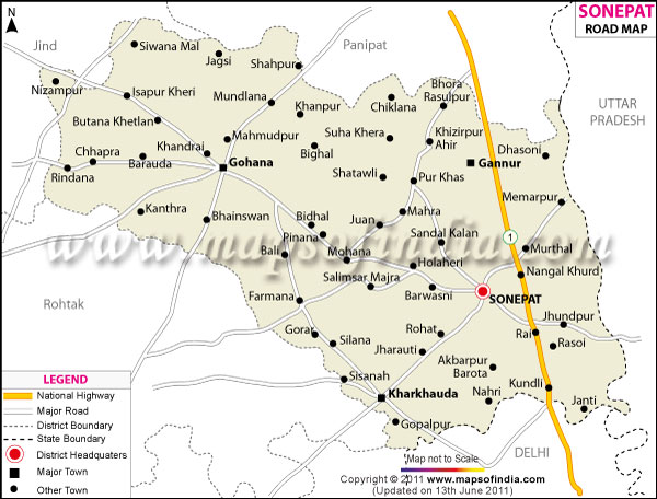 Sonipat Road Map