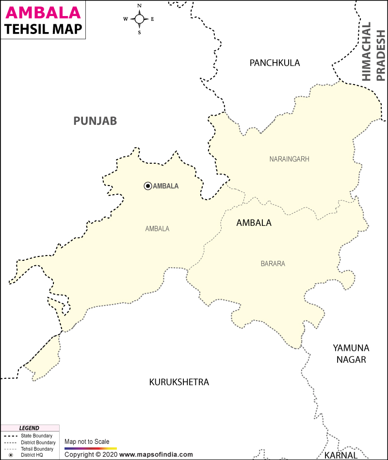 Tehsil Map of Ambala