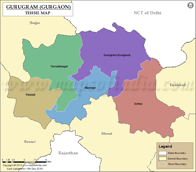 Gurugram (Gurgaon)Tehsil Map