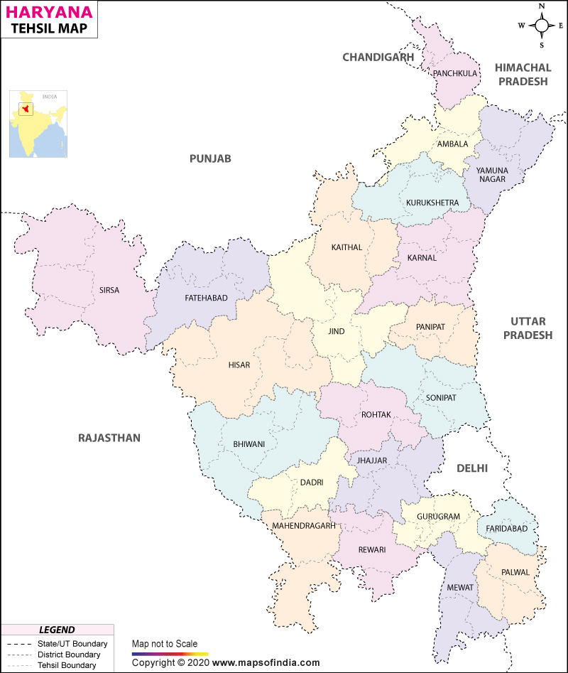 Tehsil Map of Haryana