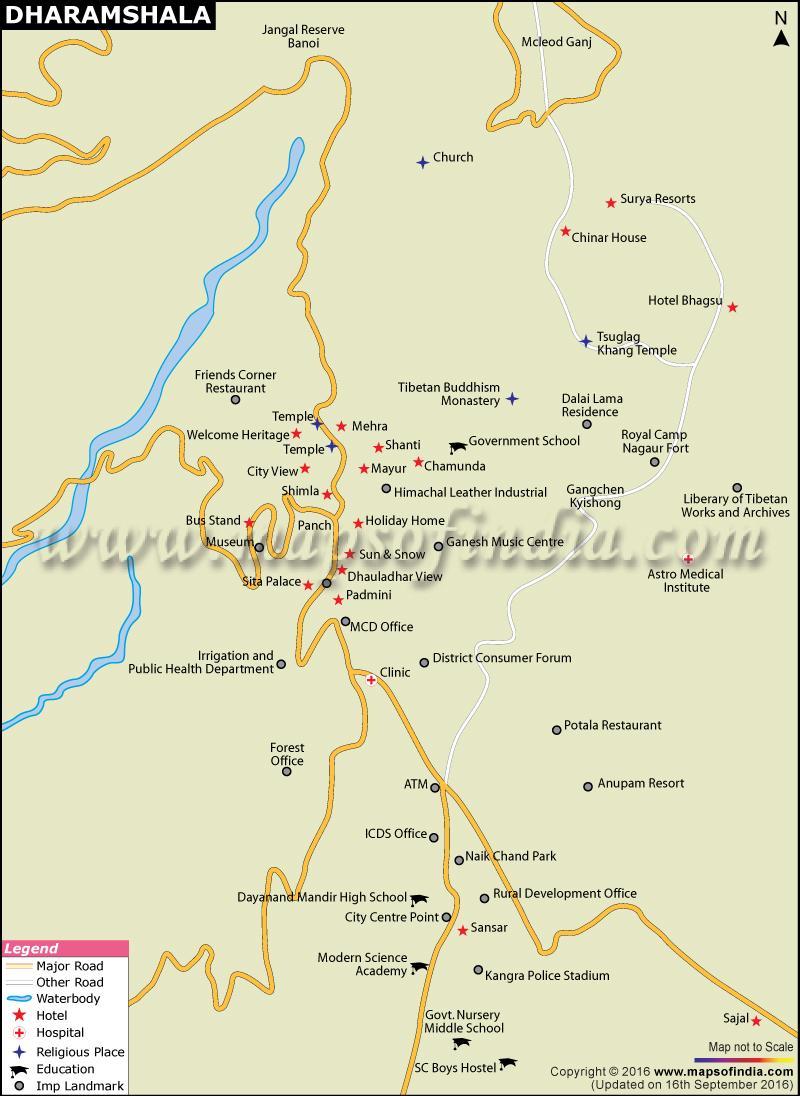 dharamshala tourist places map