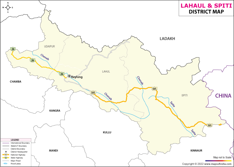 District Map of Lahaul and Spiti