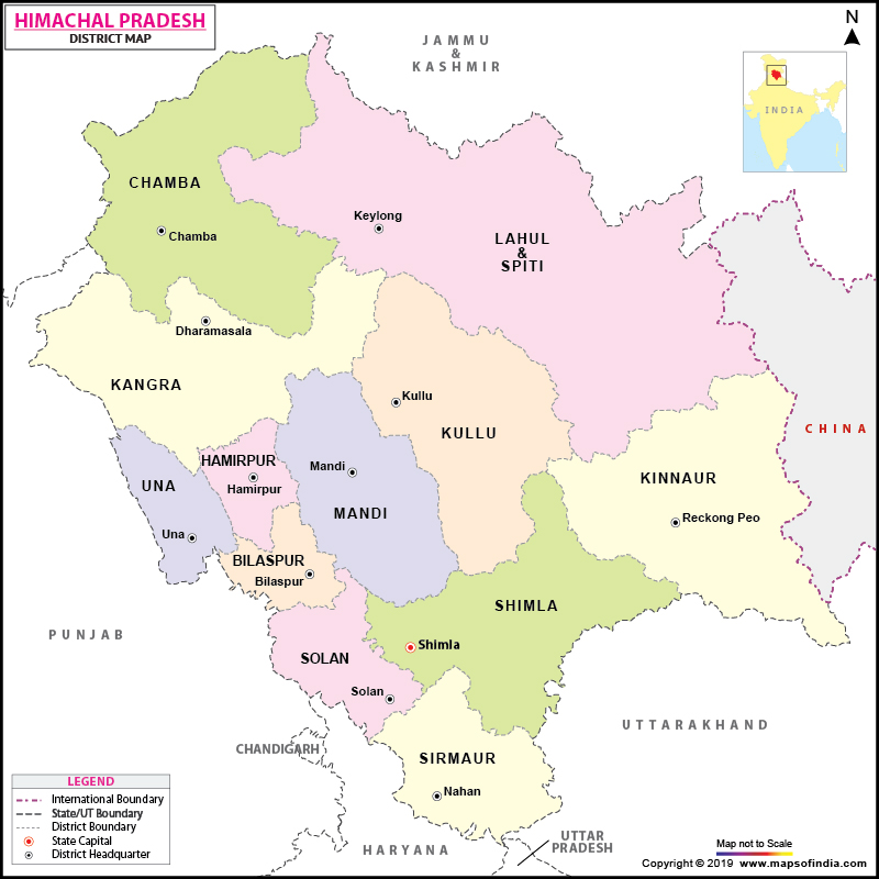 Himachal Pradesh District Map