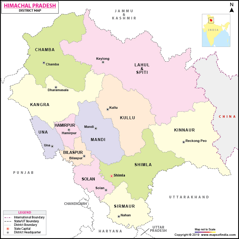 detailed himachal pradesh political map District Map Of Himachal Pradesh detailed himachal pradesh political map