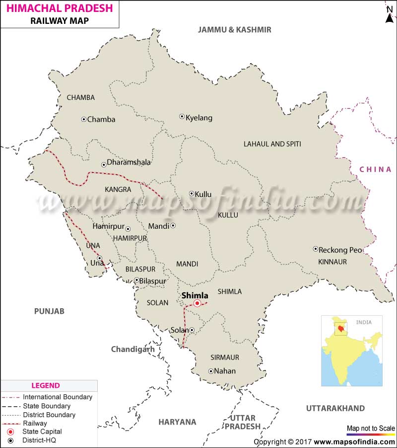 Railway Network Map of Himachal Pradesh