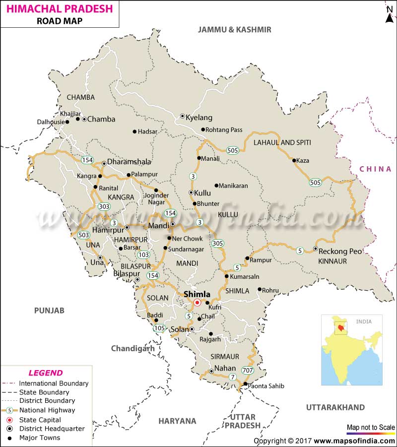 detailed himachal pradesh political map Himachal Pradesh Road Map detailed himachal pradesh political map