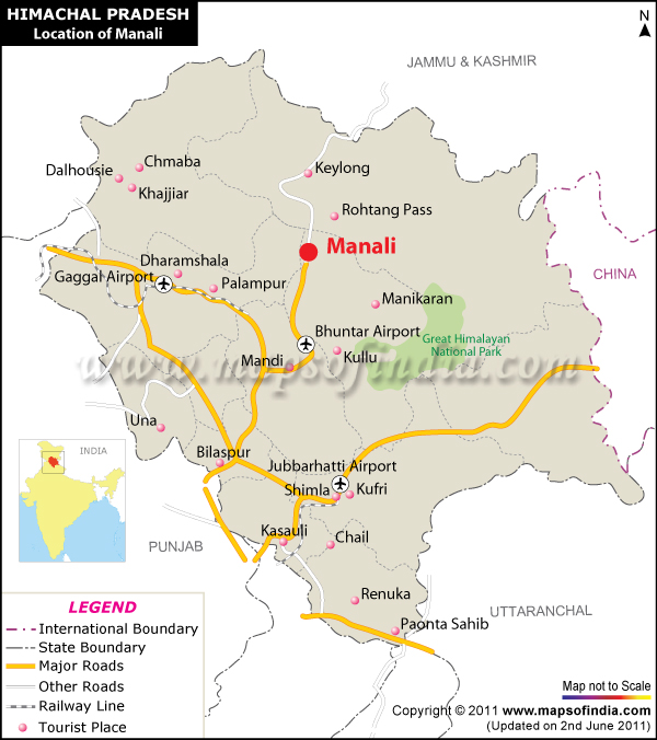 shimla manali in india map Manali Location Map Where Is Manali Located shimla manali in india map