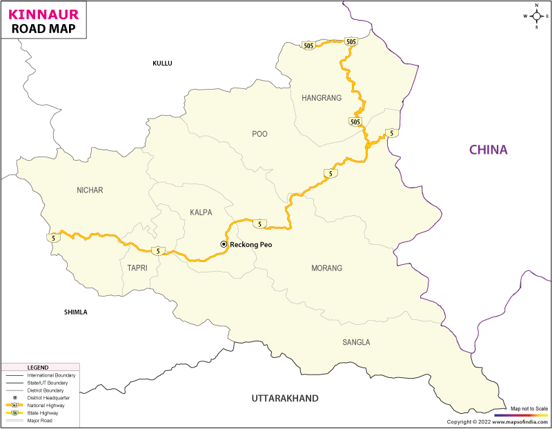 Kinnaur Road Network Map