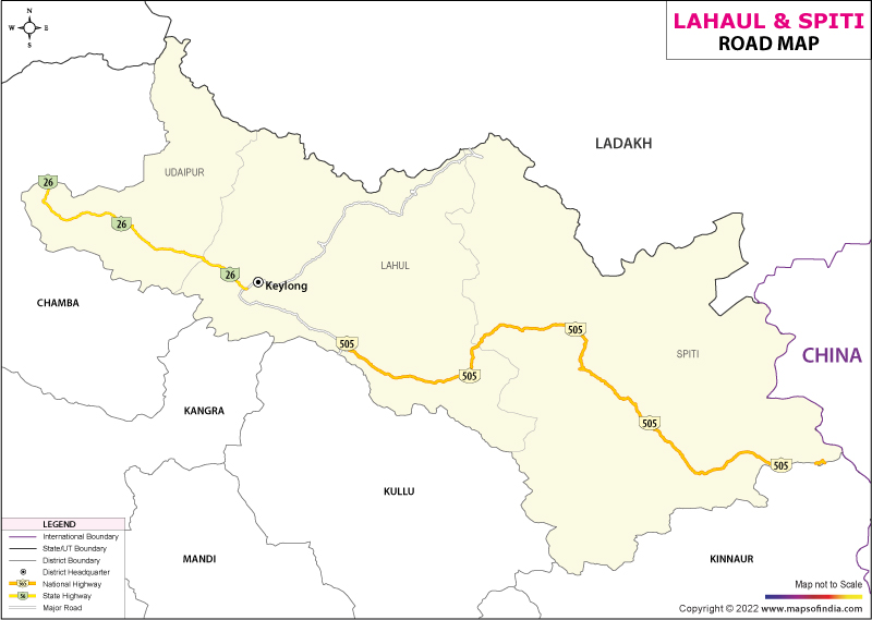 Lahaul & Spiti Road Network Map