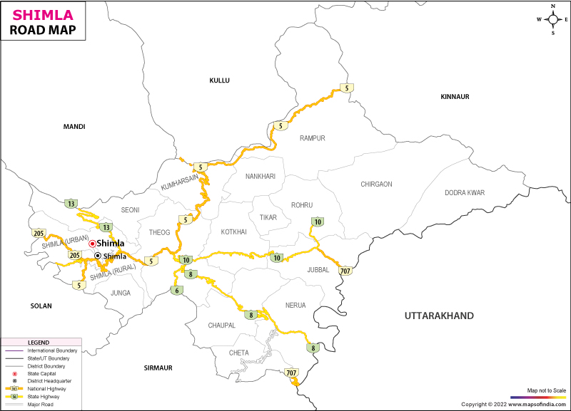 Shimla Road Network Map