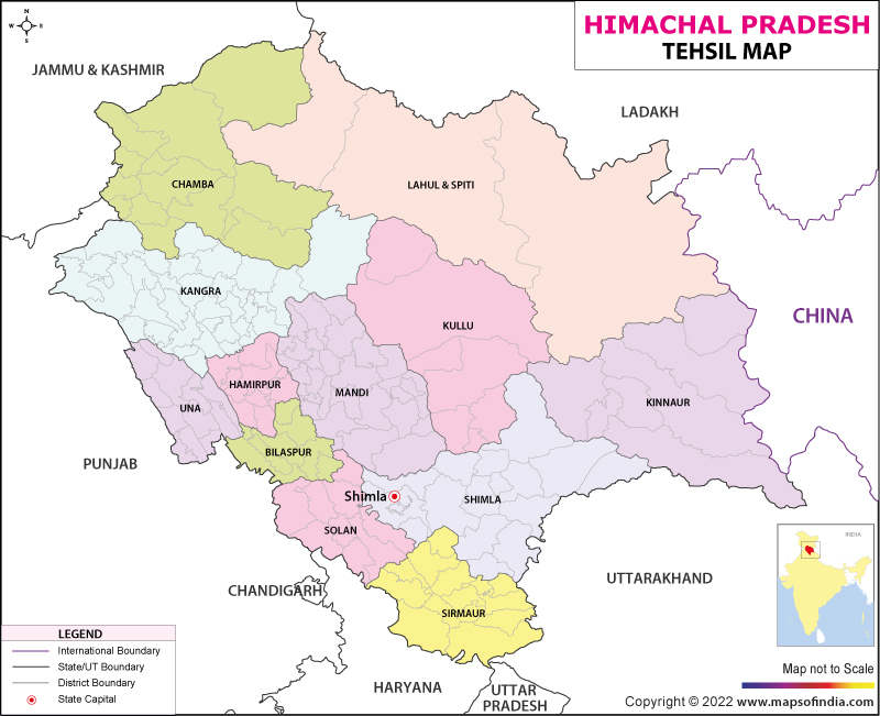 Tehsil Map of Himachal Pradesh 