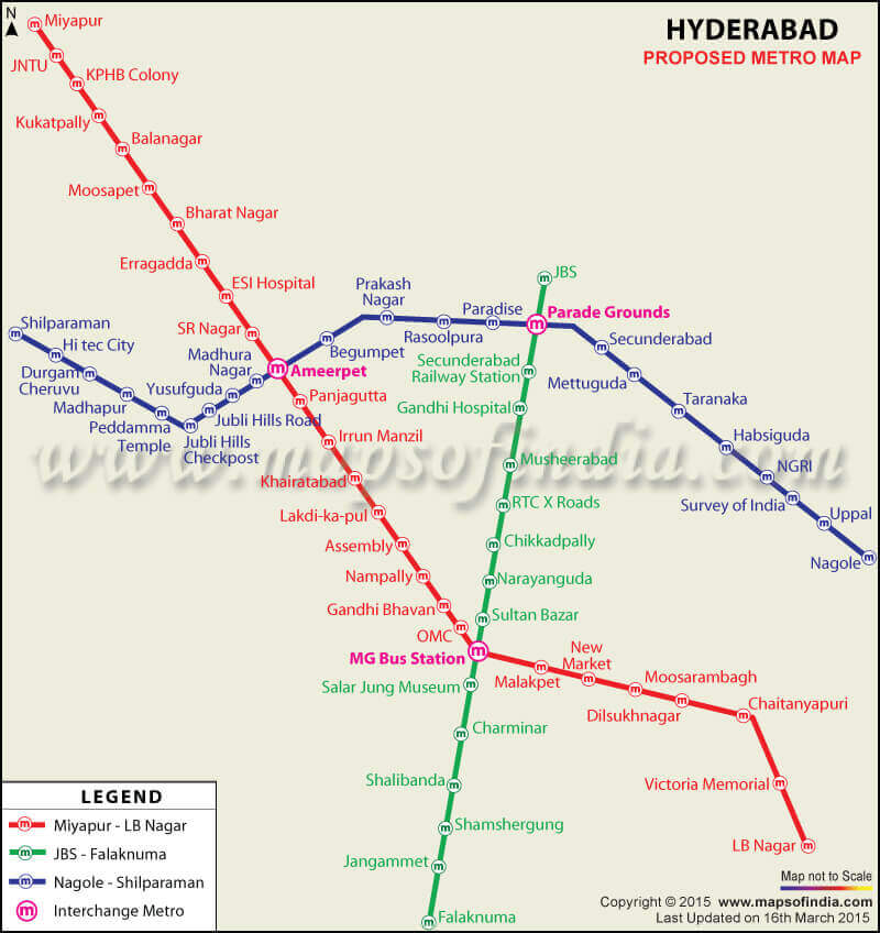 Hyderabad Metro Stations Map