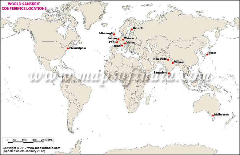 World Sanskrit Conference Locations Map