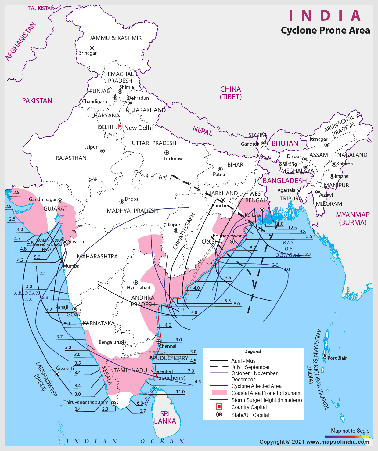 Cyclone Prone Areas in India