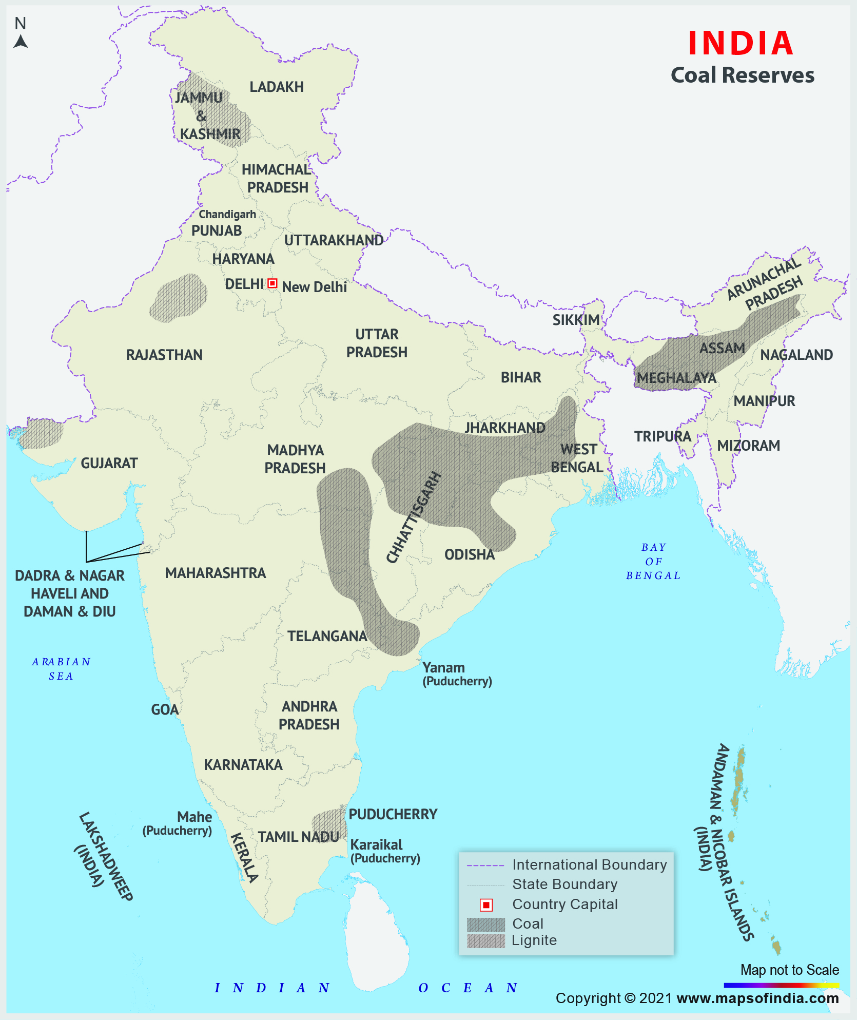 India Coal Reserves map