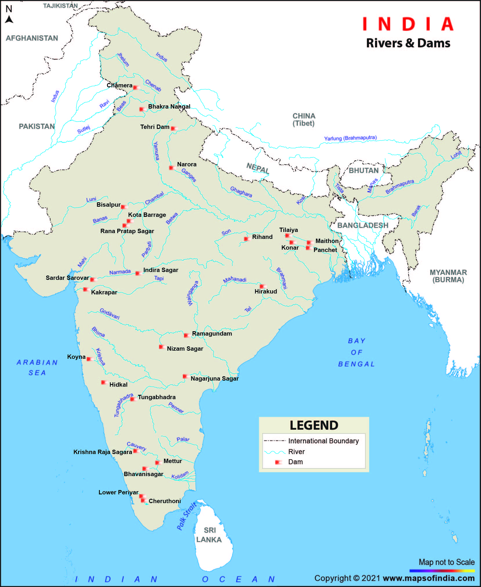 Dams Map of India