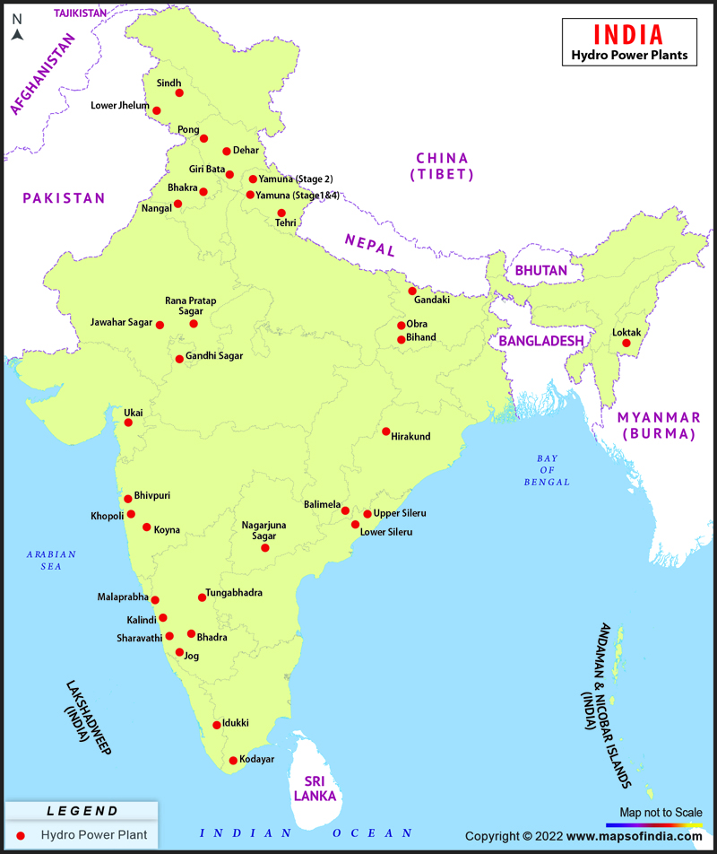 Major Hydro Power Plants Map