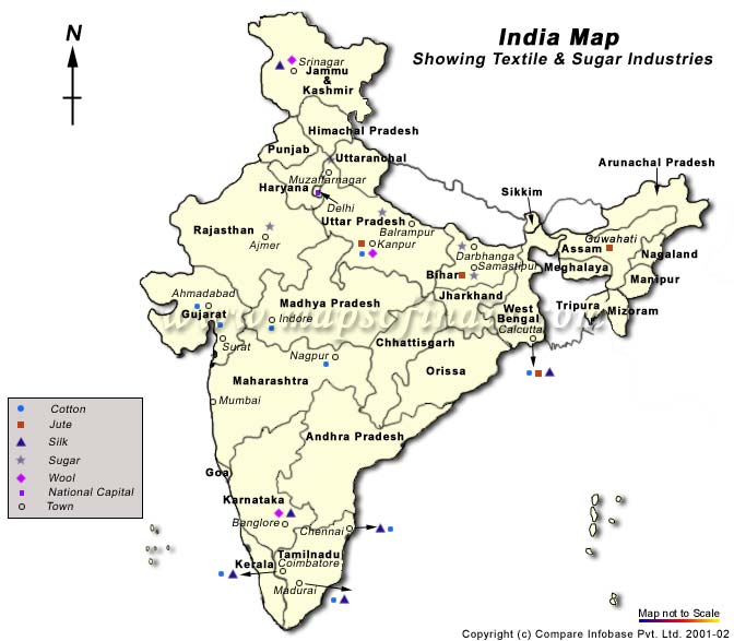 Textile and Sugar Industries Map