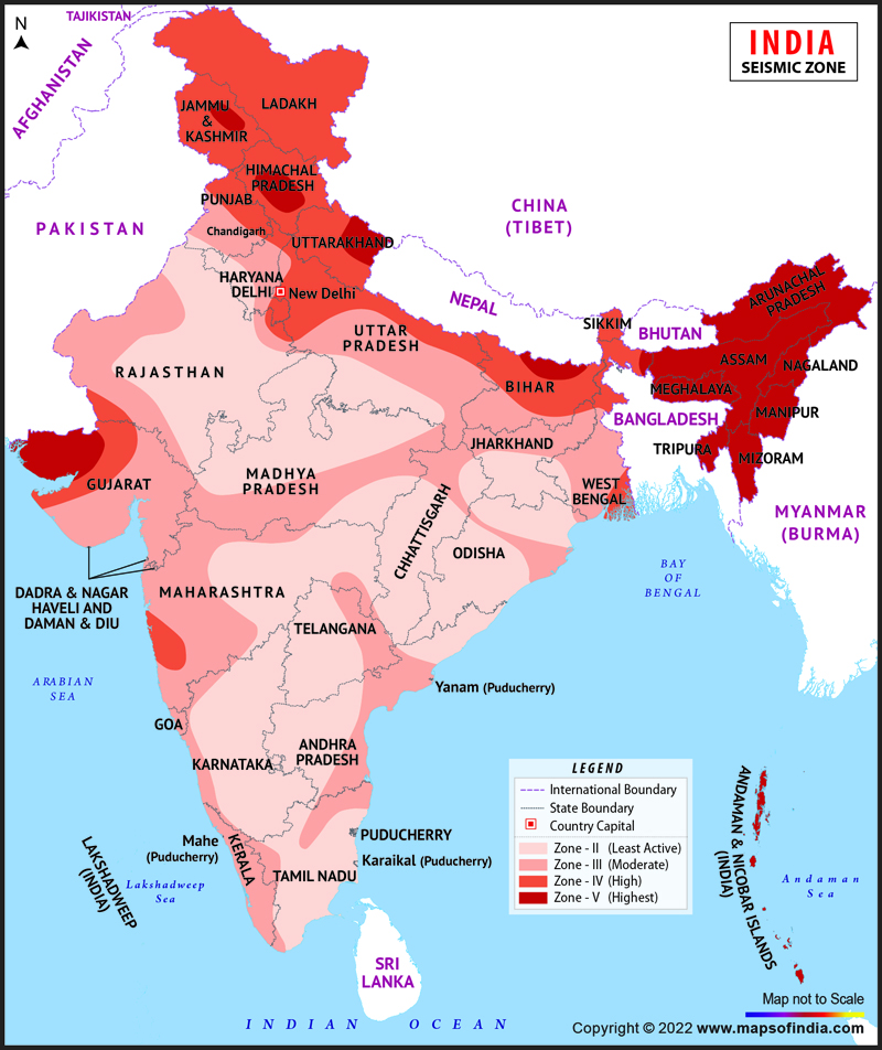 Seismic zoning Map of India