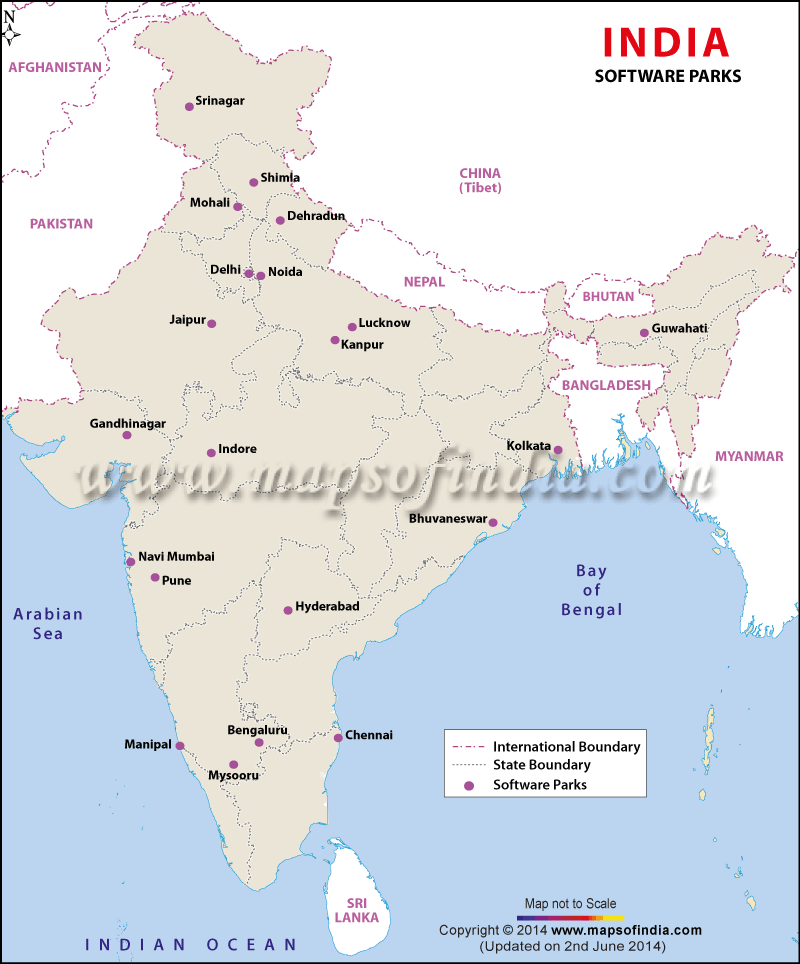 Map of Software Parks in India