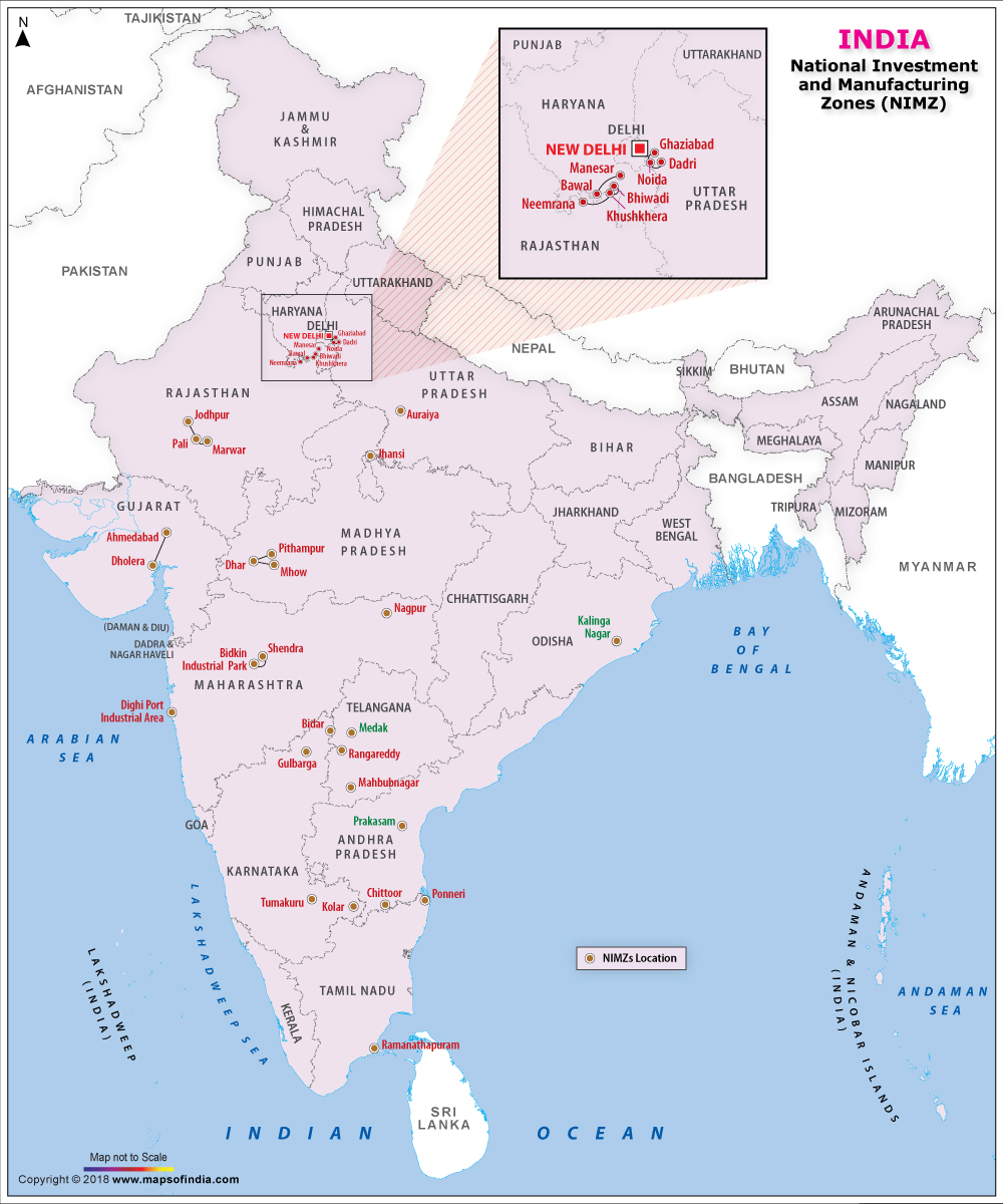 Map of NIMZ in India
