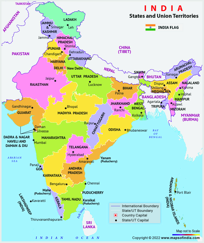 STATES OF INDIA MAP