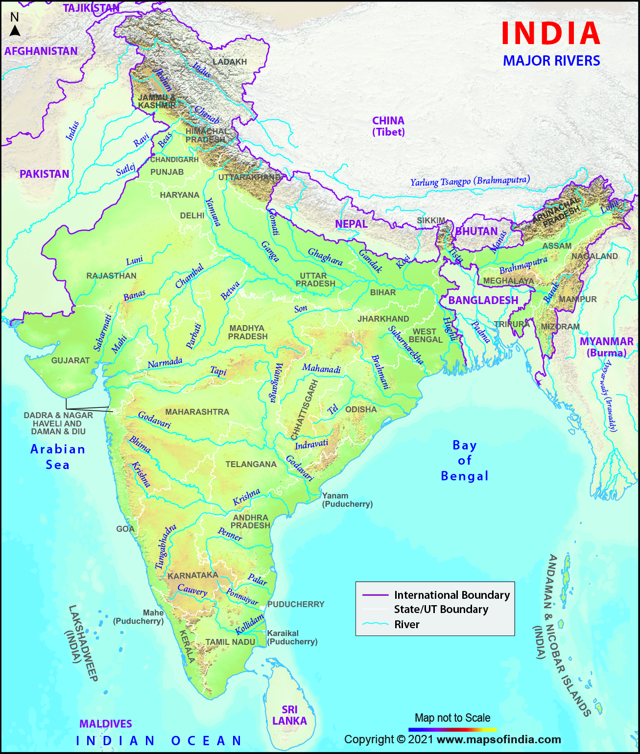 River Map Of India India River System Himalayan Rivers
