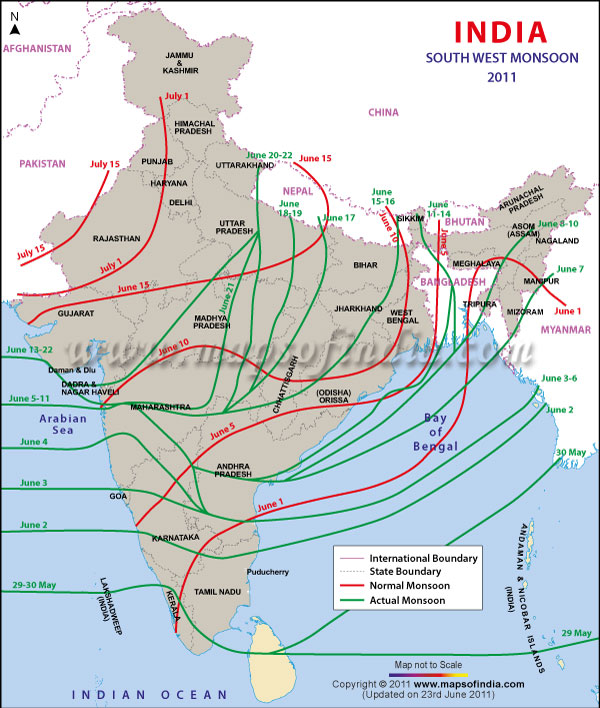 India South West Monsoon in 2011