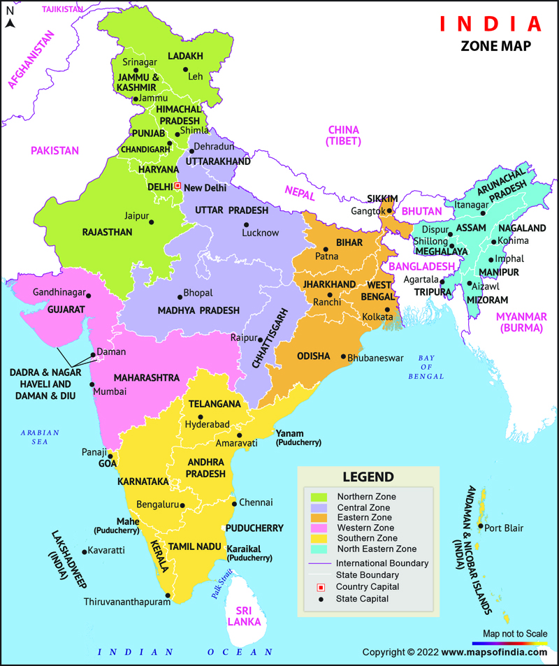 Zonal Maps Of India India Zonal Map