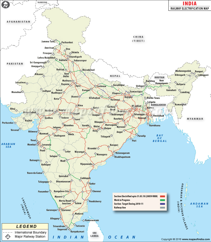 Map of Indian Railway Electrification