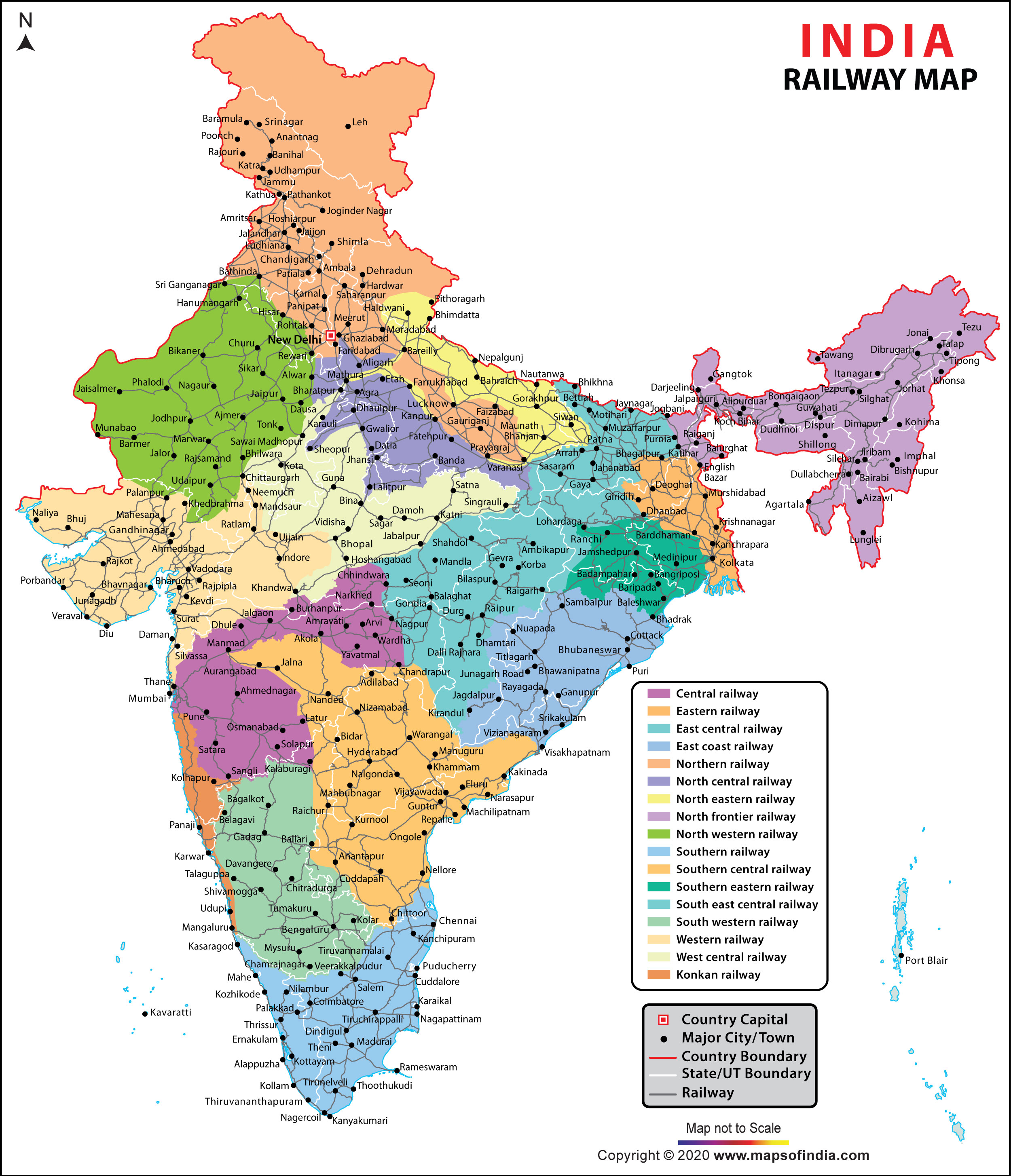 Indian Railways Map Enlarged View