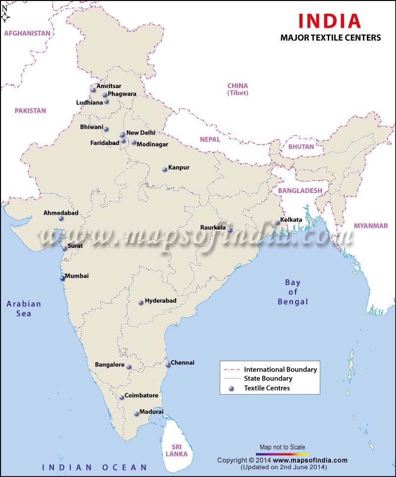 Map of Major Textile Centers