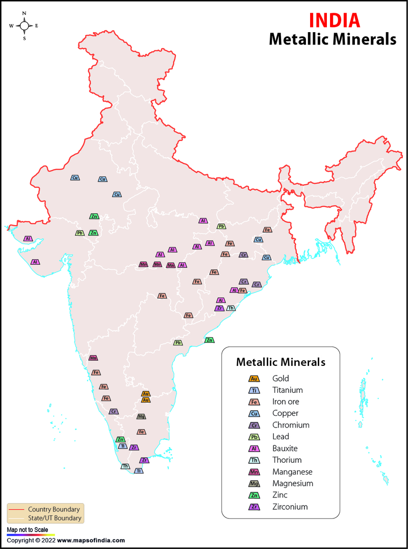 Metallic Minerals Map of India