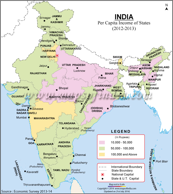 india map state wise State Wise Per Capita Income Of India