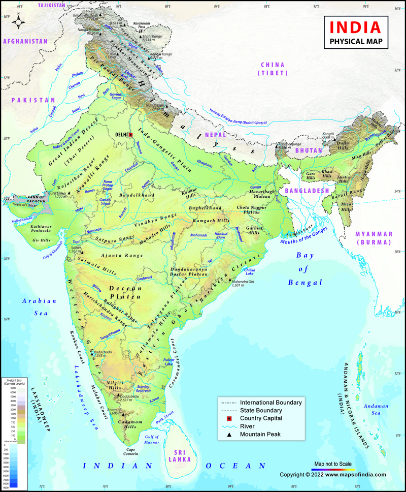 Physical Map Of India India Physical Map