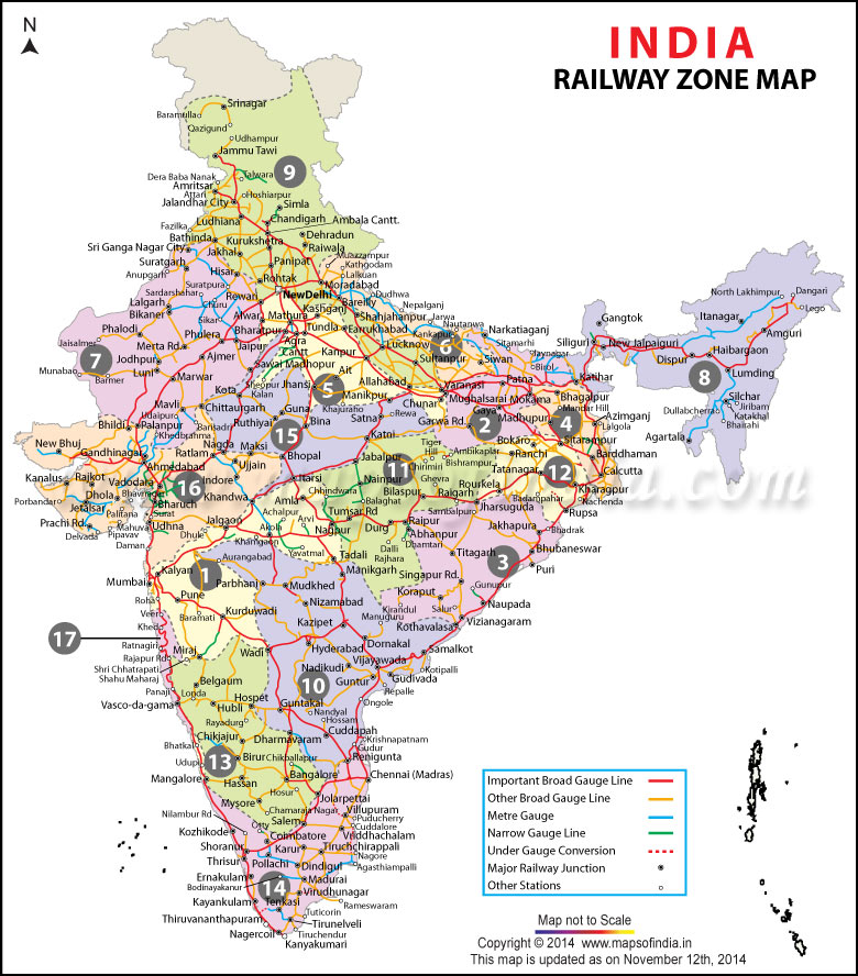 map of indian railways India Railway Zonal Map Indian Railway Zones map of indian railways