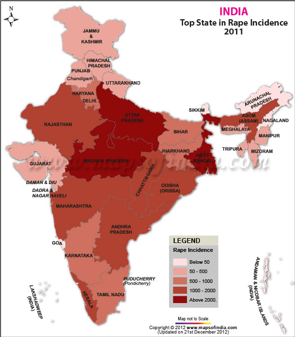 2011 Top States by Rape Incidence