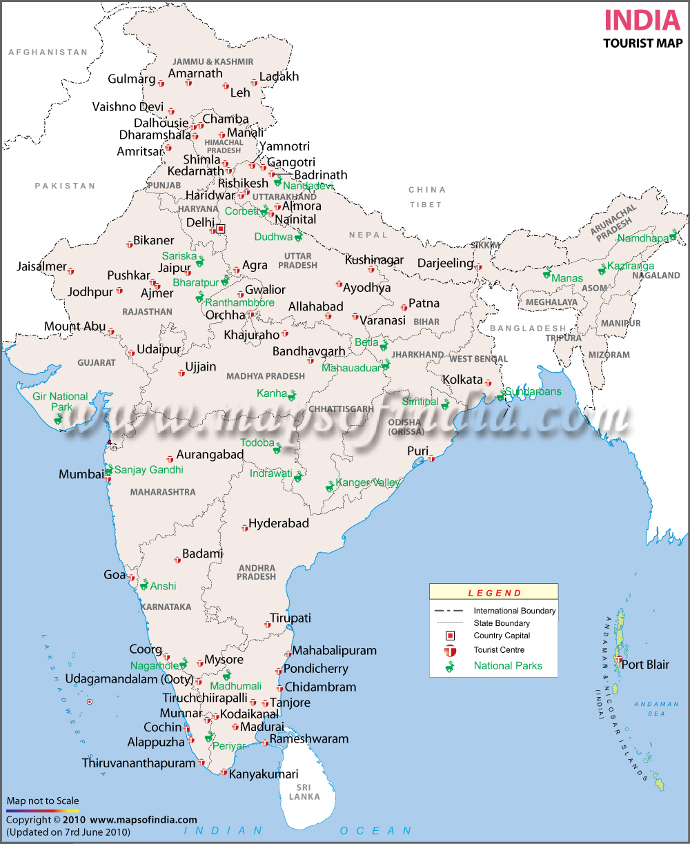 Tourist Map Of India