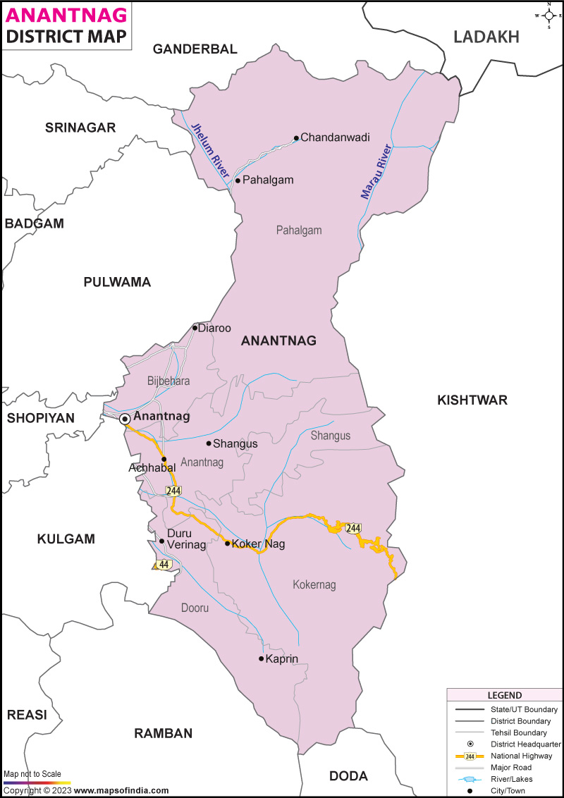 District Map of Anantnag