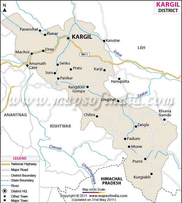 Dras In India Map Kargil District Map