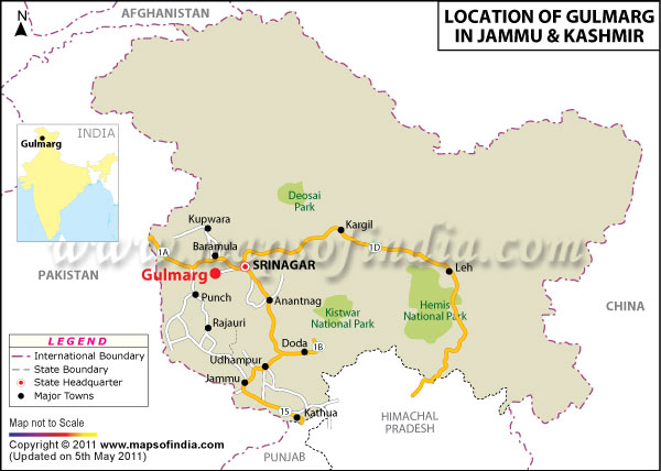 Srinagar On India Map Where Is Gulmarg Located In India | Gulmarg Location Map, Jammu And Kashmir