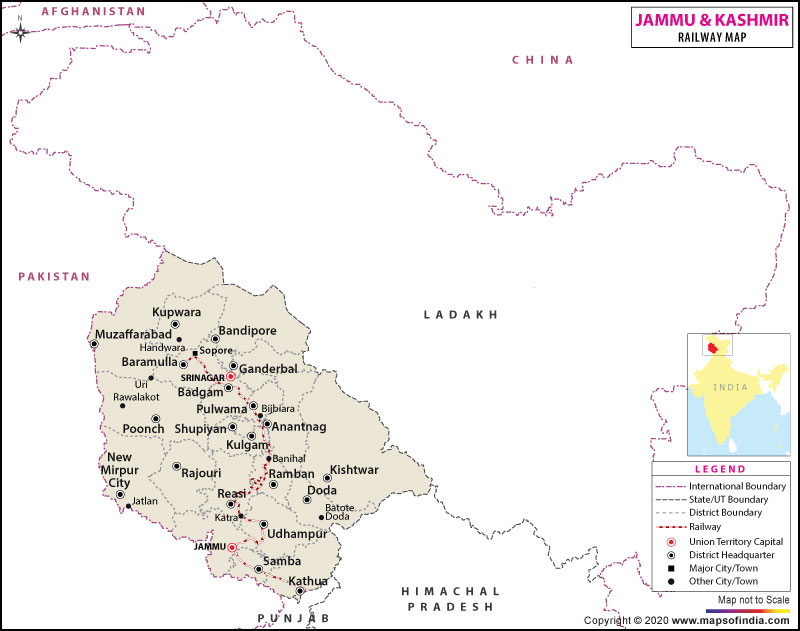 Jammu & Kashmir Railway Network Map