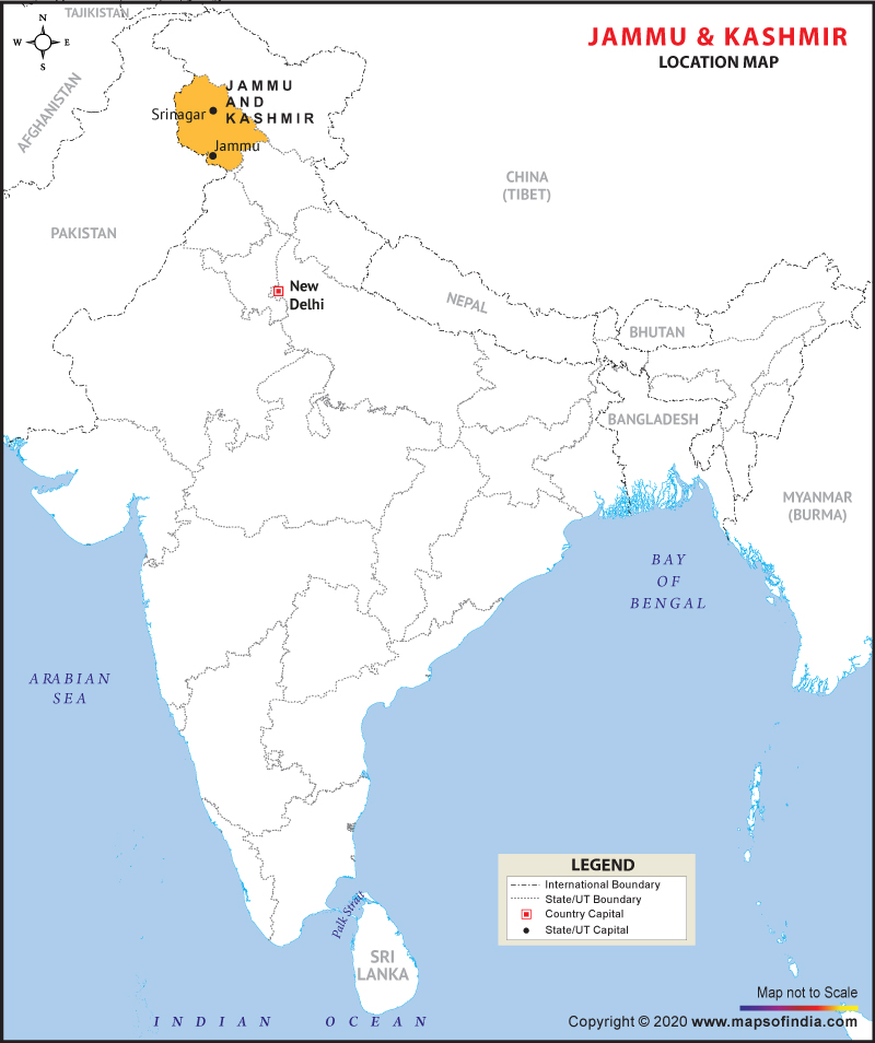 Location Map of Jammu & Kashmir