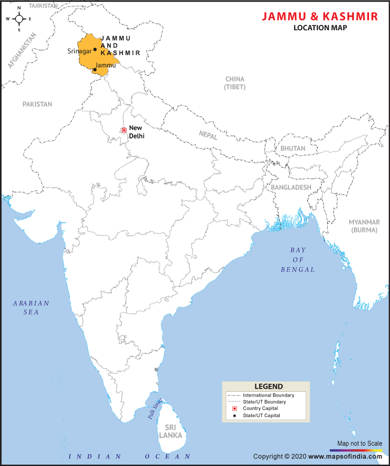 indian map of kashmir Location Map Of Jammu And Kashmir indian map of kashmir