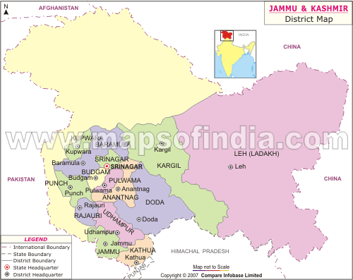 Jammu And Kashmir Location Map