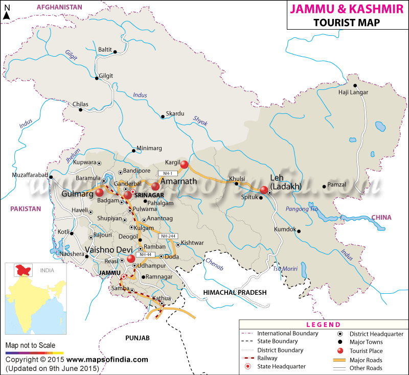 kashmir tourist map distance