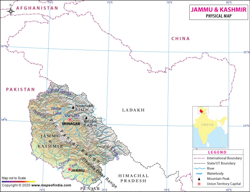 Jammu & Kashmir Physical Map