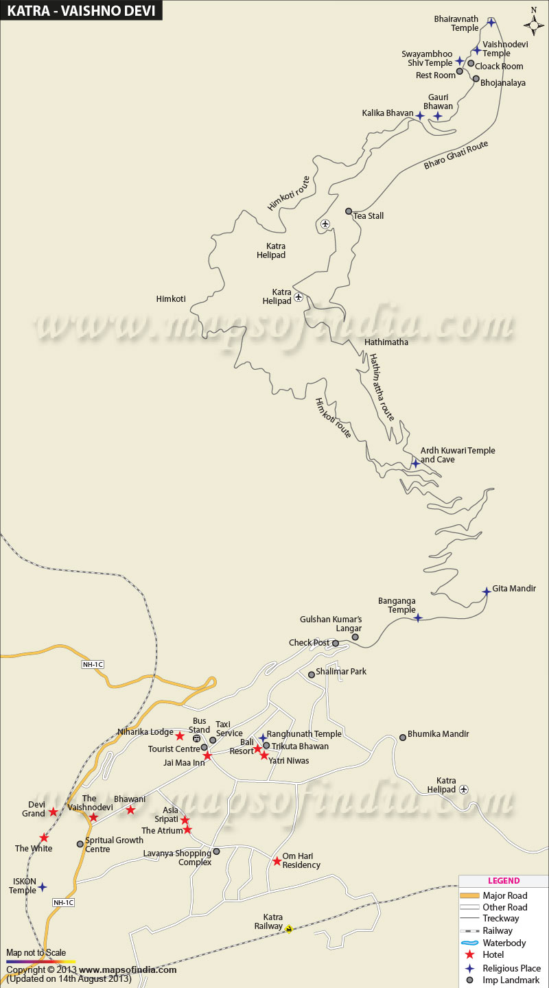 Katra to Vaishano Devi Route Map