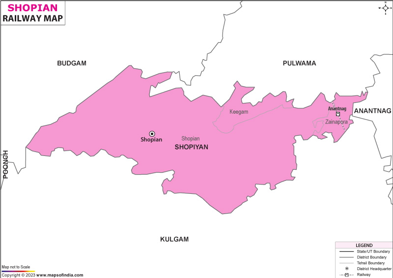 Shopiyan Railway Map